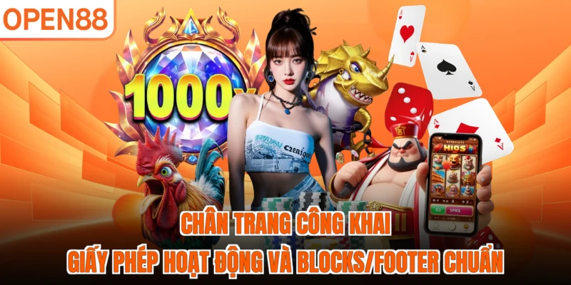 Chân trang công khai giấy phép hoạt động và blocks/footer chuẩn